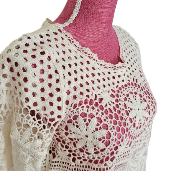 Rebellion Crochet Cotton Top Coastal Boho Romantic Festival Cottagecore Med - Picture 5 of 16